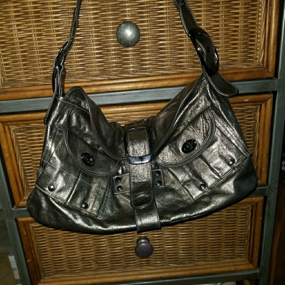 Two Lips Metalic Antigue Gold Purse
